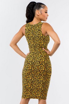 Women's Bright Cheetah Midi Bodycon Tank Dress style 3