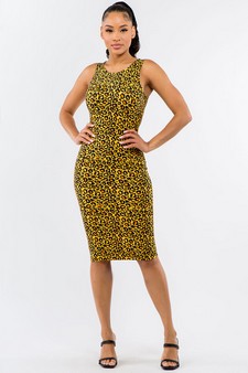 Women's Bright Cheetah Midi Bodycon Tank Dress style 4