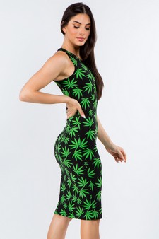 Women’s Marijuana Leaf Bodycon Dress style 2