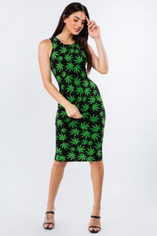 Women’s Marijuana Leaf Bodycon Dress style 4