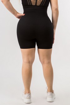 High Waist Compression Biker Shorts with French Terry Lining style 3