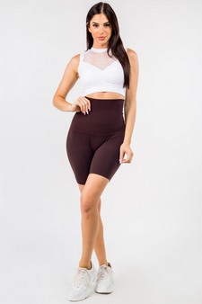High Waist Compression Biker Shorts with French Terry Lining style 4