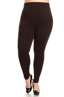 **NY ONLY**Plus Size High Waist Compression Tights with French Terry Lining style 2