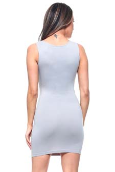 Women's Seamless Long Tank Slip Dress Grey Color style 3