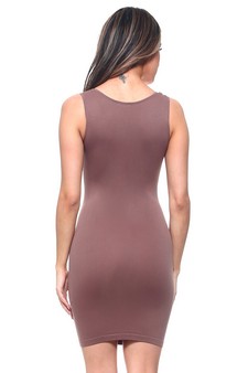 Women's Seamless Long Tank Slip Dress Taupe Color style 3