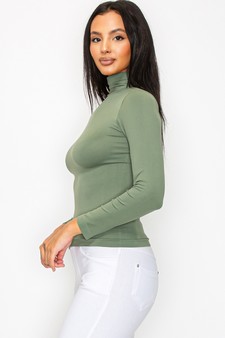 Women’s Bare Essential Seamless Mock Neck Long Sleeve Top style 2