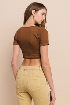 Ribbed Short Sleeve Cropped Top style 3