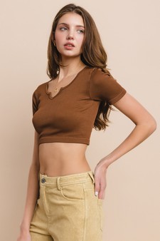 Ribbed Short Sleeve Cropped Top style 4