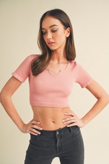 Ribbed Short Sleeve Cropped Top style 2
