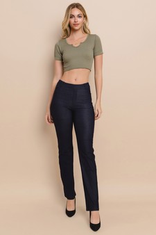 Ribbed Short Sleeve Cropped Top style 5