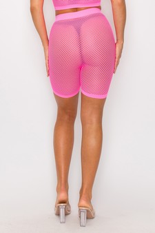 Women's Solid Fishnet Biker Shorts style 3
