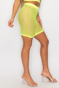Women's Solid Fishnet Biker Shorts style 2