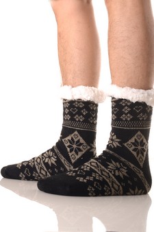 Men's Non-slip Soft Premium Thermal Double Layer Crew Socks style 5