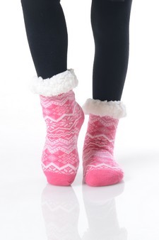 Kid's Non-slip Faux Sherpa Lined Winter Slipper Socks style 10