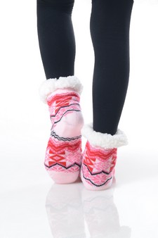 Kid's Non-slip Faux Sherpa Lined Winter Slipper Socks style 3