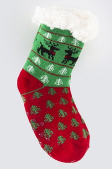 Kid's Non-slip Santa And Christmas Tree Pattern Slipper Socks style 12