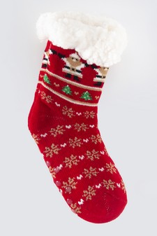 Kid's Non-slip Santa And Christmas Tree Pattern Slipper Socks style 13