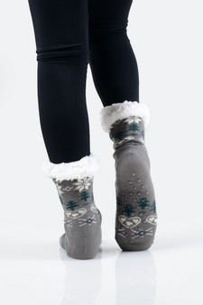 Women's Non-slip Heart And Tree Pattern Christmas Slipper Socks style 11