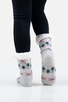 Women's Non-slip Heart And Tree Pattern Christmas Slipper Socks style 15