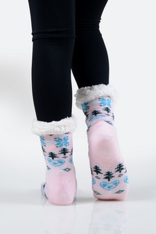 Women's Non-slip Heart And Tree Pattern Christmas Slipper Socks style 18