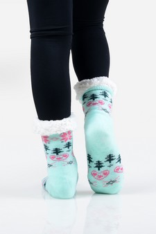 Women's Non-slip Heart And Tree Pattern Christmas Slipper Socks style 6