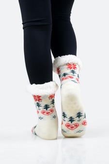 Women's Non-slip Heart And Tree Pattern Christmas Slipper Socks style 8