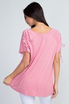 Women's Lace-Up Short Sleeve Top style 3