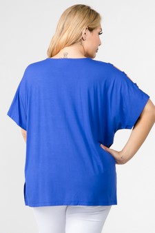 Women's Short Dolman Sleeve Top with Lattice Detail style 3