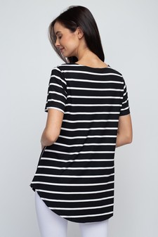 Women's Short Sleeve Striped Tunic Top style 6