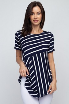 Women's Short Sleeve Striped Tunic Top style 2