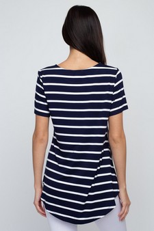 Women's Short Sleeve Striped Tunic Top style 6