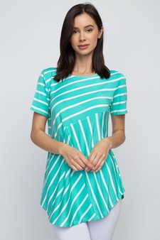 Women's Short Sleeve Striped Tunic Top style 2