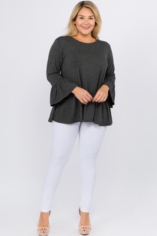 Women's 3/4 Bell Sleeve Top - Plus Size style 4