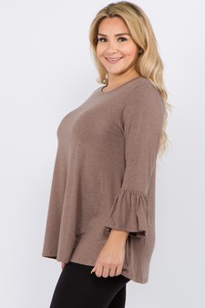 Women's 3/4 Bell Sleeve Top - Plus Size style 2