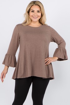 Women's 3/4 Bell Sleeve Top - Plus Size style 4