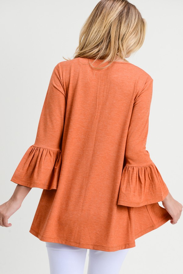Women's 3/4 Bell Sleeve Top - Wholesale - Yelete.com
