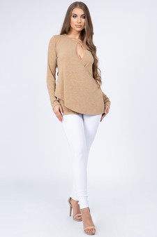 Women's Keyhole Wrap Sweater Top style 5