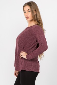 Women's Keyhole Wrap Sweater Top style 3