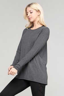 Women's Long Sleeve Cut-Out Back At leisure Top style 4