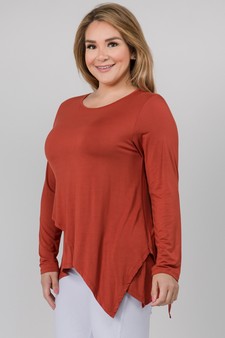 Women's Long Sleeve Asymmetrical Hem Tunic Top style 2