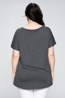 Women's Short Sleeve Colorblock Top - PLUS SIZE style 4