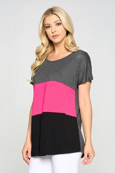Women's Short Sleeve Colorblock Top style 2