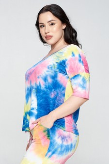Women's Tie-Dye Print Dropped Shoulder T-Shirt - BOTTOMS: 807SR007P style 2