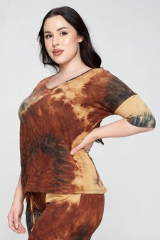 Women's Tie-Dye Print Dropped Shoulder T-Shirt - BOTTOMS: 807SR007P style 2