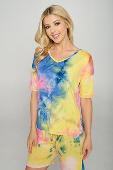 Women's Tie-Dye Print Dropped Shoulder T-Shirt - BOTTOMS: 807SR007 style 4