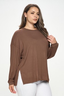 Women's Essential Relaxed Long Sleeve with Side Slits style 2