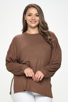 Women's Essential Relaxed Long Sleeve with Side Slits style 4
