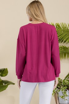 Women's Essential Relaxed Long Sleeve with Side Slits style 3