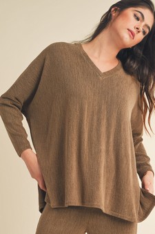 Women's V-Neck Loose Fit Comfy Knit Top style 4