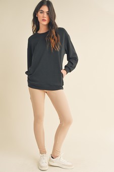 Women's Sofie Soft Modal Oversized Crew Top with Pockets style 5